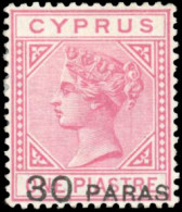 (*) SG#24 - 30pa. On 1pi. Rose. VF. - Zypern (...-1960)