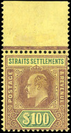 ** SG#140 - 1904-10 MCA $100 Purple And Green On Yellow, Unmounted Mint From The Top Of The Sheet, A Very Fine Choice Ex - Andere & Zonder Classificatie