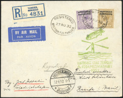 * SG#12+ 16 - 3p. Violet + 1s. Bistre Sur Lettre ZEPPelin Adressée à RECIFE Au BRESIL Avec Cachet De BRITISH P.O. TANGIE - Oficinas En  Marruecos / Tanger : (...-1958