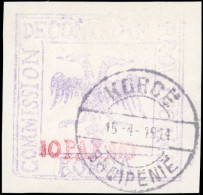 Obl. 37 - 10 PARA 10 Violet S/verdâtre. Obl. KORCE 15-4-1914. TB. - Albanie