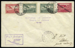 Obl. 1+ 2 - Poste Aérienne. 5q. X 2 + 10q. + TP N°154 Obl. Du CàD De TIRANE Du 30.5.25 S/aérogramme 1er Vol TIRANA VALON - Albanien