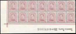 ** COB#140C - 20c. Lilas. Type Albert Ier. Bloc De 14. Type IV. CdeF Avec Inscriptions Marginales. Un Timbre *. SUP. - Autres & Non Classés