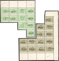 ** COB#TX3Ax 11 - Timbres-Taxe. + TX6A X 13. 5c. Vert, Bloc 11, HdeF + 20c. Bronze, Bloc De 13, Coin De Feuille. Surchar - Autres & Non Classés