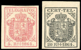 * 2+ 4 - Timbres Télégraphe. 4r. Rose + 20r. Noir. 2 Valeurs. SUP. - Otros & Sin Clasificación