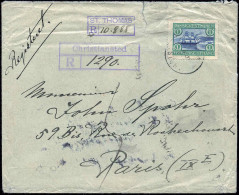 Obl. 33 - 1F. Vert Et Bleu, Obl. S/lettre Recommandée Frappée Du CàD De CHRISTIANSTED à Destination De PARIS Par NEW YOR - Denmark (West Indies)