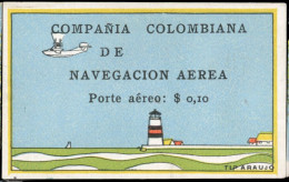 (*) 5 - Poste Aérienne. 0.10$. Compagnie Colombienne De Navigation Aérienne. Seulement 50 Pièces Connues. Certificat COL - Colombie