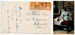 Denmark 1909 Postcard - Glædelig Jul / Christmas; Scott 57 X 3; Rønne Postmarks - Briefe U. Dokumente