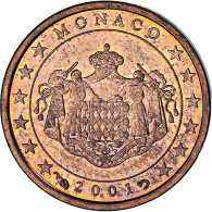 Monaco, Rainier III, Euro Cent, 2001, Paris, SUP, Cuivre Plaqué Acier - Monaco