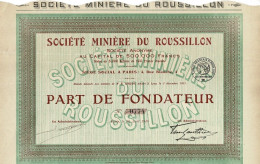 Titre De 1918 - Société Minière Du Roussillon - - Mines