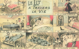 Humour - Le Lit A Travers La Vie - Multivue -  Carte Postale Ancienne - Humor