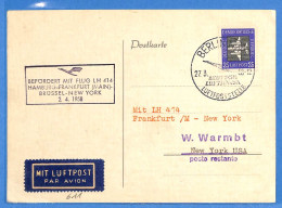 Allemagne DDR 1958 Carte Postale Par Avion De Berlin Aux USA (G23198) - Brieven En Documenten