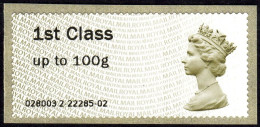 2008 Great Britain ATM 2 - 1st Class ** Frama Label Automatenmarken Distributeur Machine Stamps QEII GB UK - Post & Go (distributori)