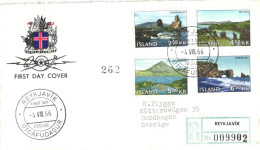 Iceland:FDC, Registered Letter, Landscapes, 1966 - FDC