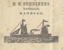 1891 EXCEPTIONNEL ENTETE BILL OF LADING KONNOSSEMENT H.M. GEHRCKENS De Hamburg Hambourg à Stettin Pologne  Alcool Cognac - 1800 – 1899