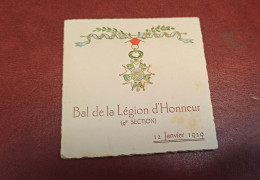 BAL DE LA LEGION D'HONNEUR 9° Sectiuon Du 12 Janvier 1929 - Programme De Danses - VIEUX PAPIERS - Altri & Non Classificati