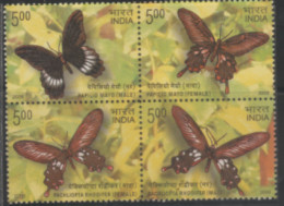 MINT STAMP FROM INDIA 2008 ON  Endemic Butterflies Of Andaman And Nicobar Islands/BLOCK OF 4 - Unused Stamps