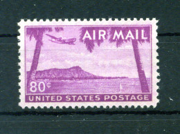 1952 STATI UNITI United States USA A46 MNH ** Posta Aerea, 80c., Diamond Head Honolulu, Hawaii - Unused Stamps