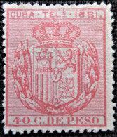 Espagne > Colonies Et Dépendances > Cuba Télégraphe 1881 Armoiries  Edifil N° 50 - Cuba (1874-1898)