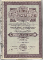 LOT DE 10 ACTIONS  COMPAGNIE MINIERE FRANCO - TUNISIENNE - ACTIONS DE 100 FRS - ANNEE 1928 - Miniere