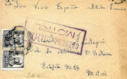 Motril (Granada) 1938 Censura Sobre Frontal. Devant Du Lettre - Nationalistische Censuur