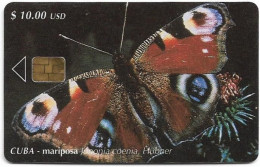 Cuba - Etecsa (Chip) - Butterflies - Mariposa Junonia Coenia, 12.2000,  10$, 30.000ex, Used - Cuba