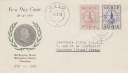 Enveloppe  FDC   1er   Jour   NORVEGE   Bicentenaire  Société  Royale  Des  Sciences  1960 - FDC