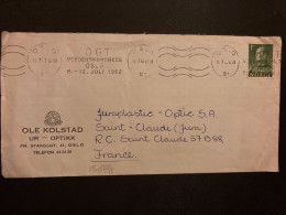 LETTRE OLE KOLSTAD Pour La FRANCE TP 1Kr OBL.MEC.11 7 62 OSLO LOGT VERDENSKONGRESS OSLO 8-12 JULI 1962 - Brieven En Documenten