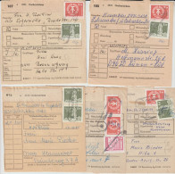 DDR COLIS POSTAL ! - 5 X RECUS BULLETIN D'EXPEDITION PAKETKARTE De OSCHERSLEBEN => 5 VILLES DIFFERENTES BRD (RFA) - Briefe U. Dokumente