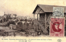 Vignette Sur Carte Postal Officielle " Expo Interª Lyon 1914 " Cachet De La Exposition - Lettere