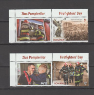 ROMANIA 2023  September 13 - Firefighters Day  Set Of 2 Stamps  With Labels  Model 2  MNH**MNH** - Brandweer