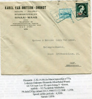1946 Spoorlijn 77a - Brief Van Sinaai Waas Afgegeven Station EKSAARDE Naar Gent - Gefr. N°724 Open Kraag V+ Kroon  En - 1946 -10%
