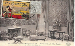 Vignette Sur Carte Postal Officielle " Expo Interª Lyon 1914 " Cachet De La Exposition - Lettere