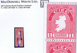 Ireland 1940 E Coils Perf. 14 1d Map Pair Showing "Broken Leg To R" At Top, And "Dot Between Stamps" Mint - Nuovi
