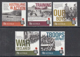 2014 Australia WWI Centenary Military History Complete  Set Of 5 MNH  @ BELOW FACE VALUE - Nuovi