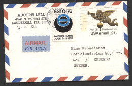 UXC16 Air Mail Postal Card Nonphilatelic Fort Lauderdale FL To SWEDEN 1977 Cat.$38.00 - 1961-80