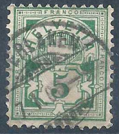 Ziffer 65B, 5 Rp.grün  INTERLAKEN  (Abart)      1903 - Oblitérés