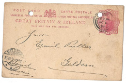 Entier Postaux Irlande Obliteration Gelderne Obliteration London 1901 - Postal Stationery