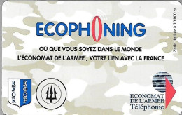 CARTE-PREPAYEE-MILITAIRE- ECOPHONING-DIVISION TRIDANT-BEIGE PALE-10000Ex-TBE -  Schede Ad Uso Militare