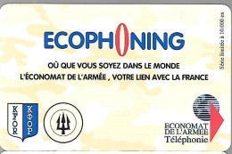 CARTE-PREPAYEE-MILITAIRE- ECOPHONING-DIVISION TRIDANT-BEIGE JAUNE PALE-10000Ex-TBE -  Cartes à Usage Militaire