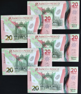 MEXICO 2022 $20 SERIES CY FINAL Date 25 DECEMBER 2022 5 Diff. Signature Set POLYMER BU Mint Crisp - Mexico