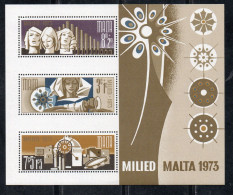 MALTA 1973 CHRISTMAS NATALE NOEL WIEHNACHTEN NAVIDAD NATAL BLOCK SHEET BLOCCO FOGLIETTO BLOC FEUILLET MNH - Malte