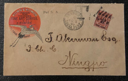 1899 Cover Affixed Red Revenue 1 Cent, Shanghai Sent To Ningpo - Covers & Documents