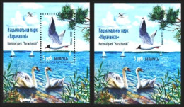 BELARUS 2023-15 FAUNA Animals Birds: Narachansk National Park. 2 S/Sheets, MNH - Cygnes