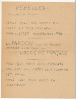 FRANCE / ALGERIE - Tract "Algérie Française" 21cm X 27cm Ronéoté, Artisanal. "Rebelles, Rejoignez Vos Familles..." - Documenti