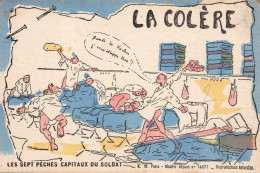 Humour Militaire, Série Bleue: Les Sept Péchés Capitaux Du Soldat - La Colère - Carte Halte-là Non Circulée - Humour