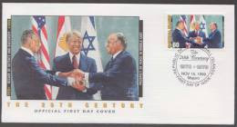 Jimmy Carter, Menachem Begin Of Israel And Sadat Of Egypt, Camp David Accord, Judaica, Nobel Prize, Marshall Islands FDC - Judaika, Judentum