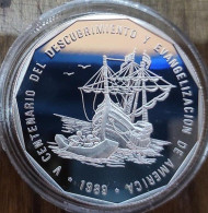 Dominican Republic, 1 Peso 1989. Silver. Ship Fleet - Dominicana