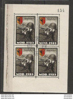 403 - 29 - Feuillet De 4 Timbres  "MOB 1939 Com. Ter. Fus. 1" - Cachet Feldpost" - Etichette