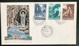 Città Del Vaticano - Poste Vaticane - C18/4 - 1958 - (°)used - Michel 282#284 - Mariaverschijning In Lourdes - Brieven En Documenten