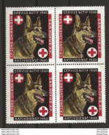 403 - 72 - Bloc De 4 Timbres Neufs  "Cp.Cond.Chiens San. 1940" - Etichette